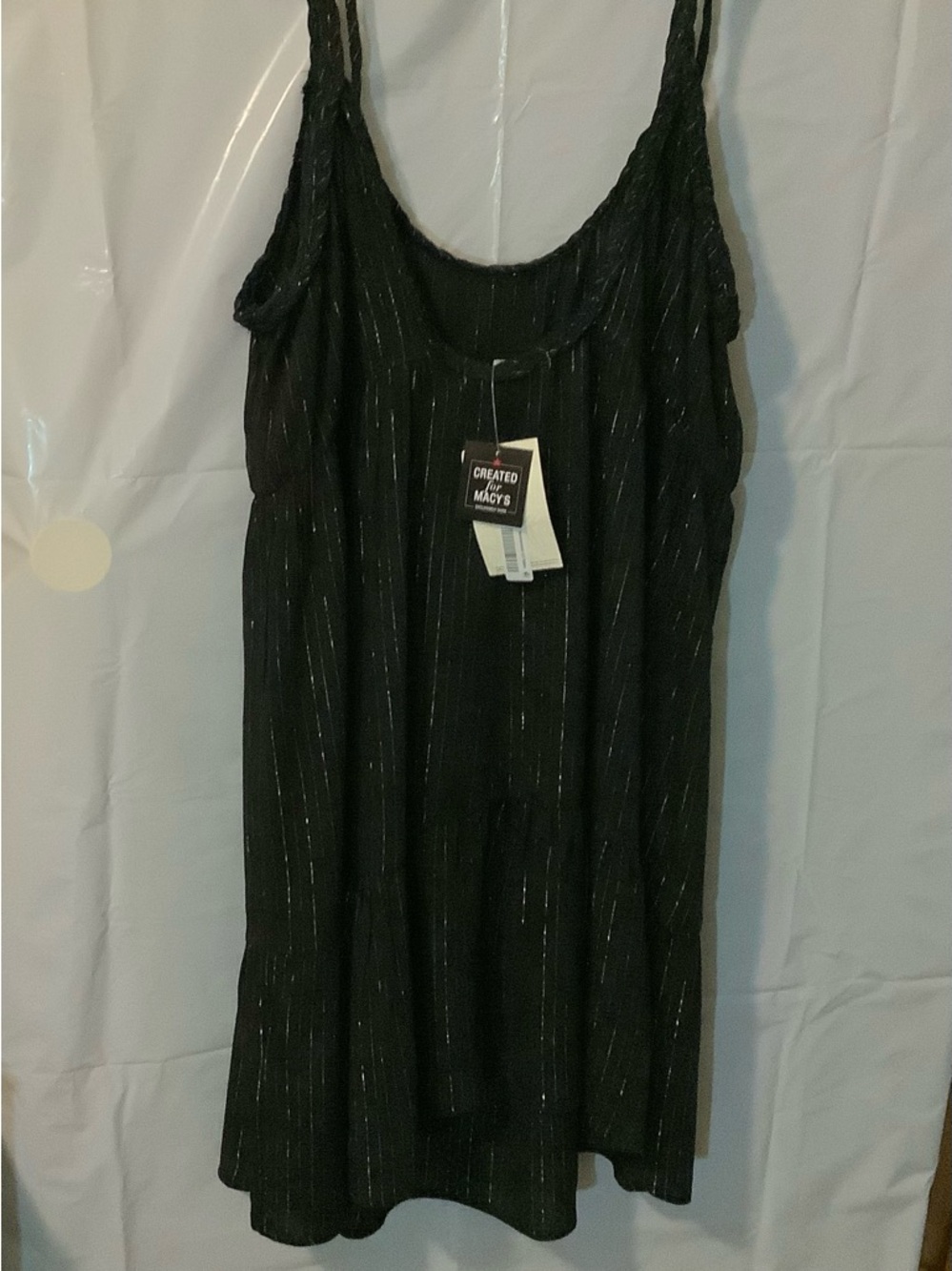 Minkin Black Mini Swim cover up with Subtle Metallic Stripes.